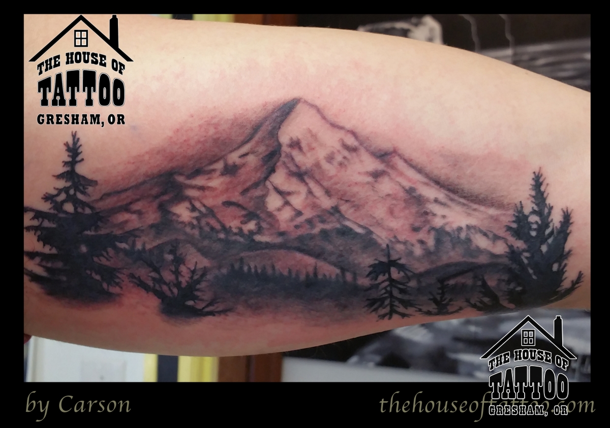 Mt. Hood Bicep Tattoo